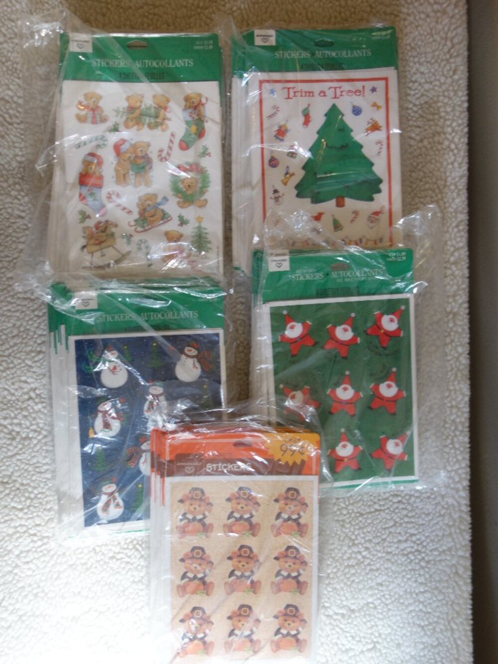 New 40 pkgs Vntg AMBASSADOR / HALLMARK U.S.A. Holiday Stickers